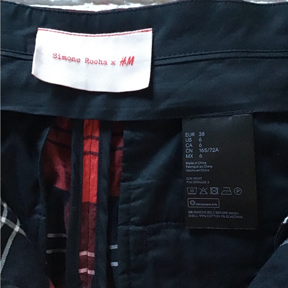 NWTSimone Rocha H&M Red Checked Trouser with Frill Plaid High Rise waisted Pants
